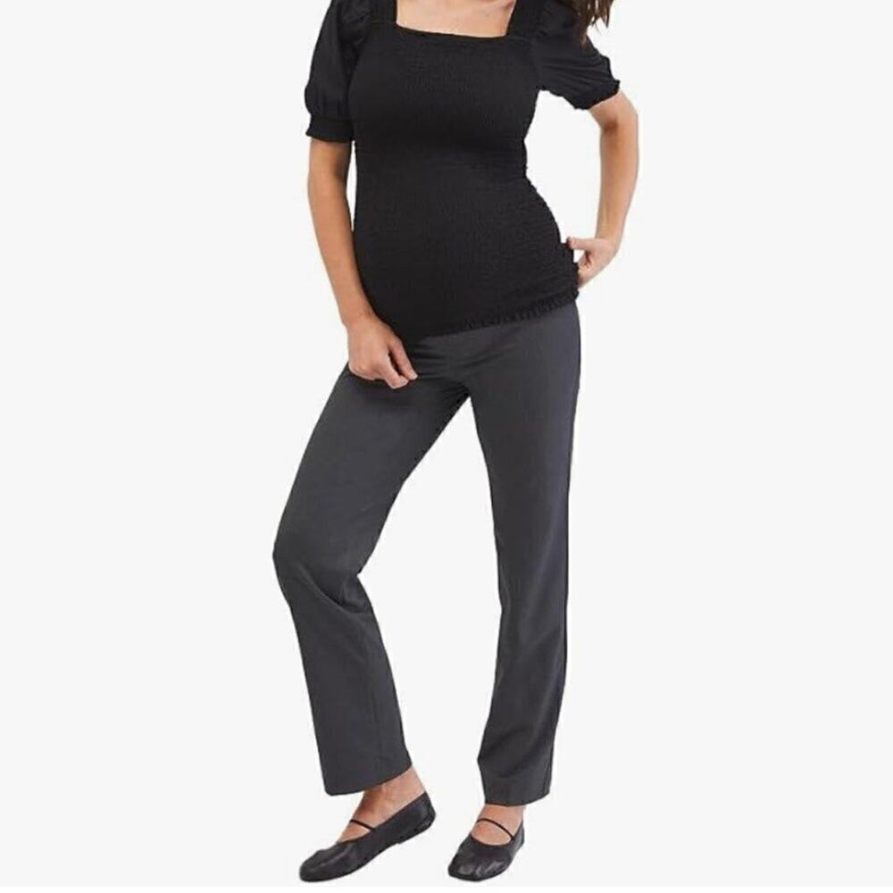Motherhood Maternity Secret Fit Belly Straight Leg Pants XL 16-18 Gray